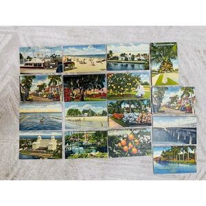 Tichnor Curteich Linen Post Cards Palm Beach Biltmore Lot of 16